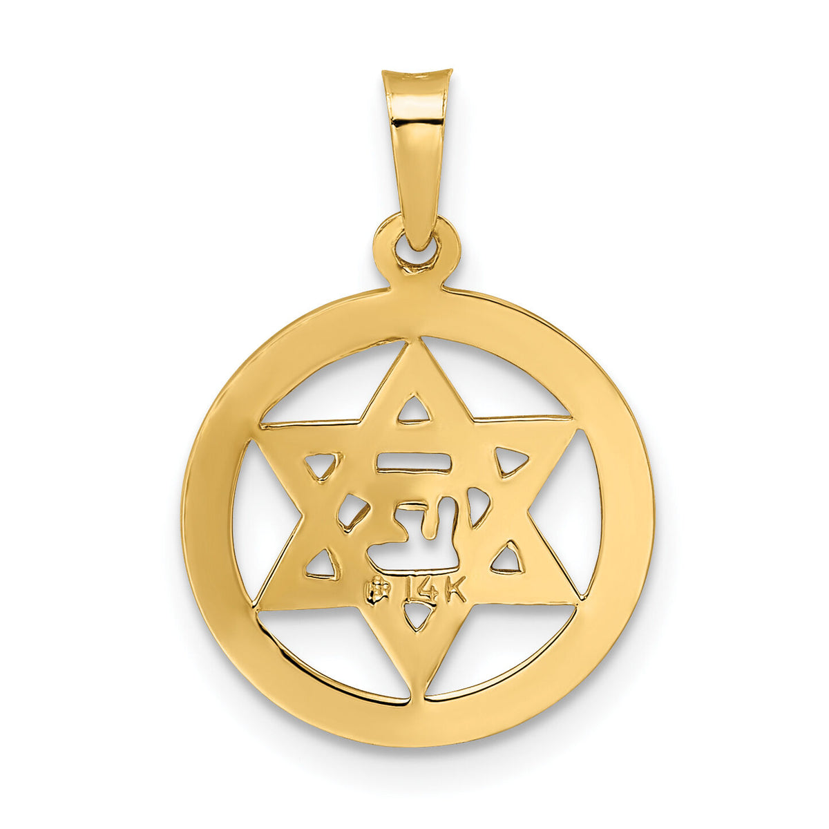 14k Polished and Enameled Solid Star of David Pendant-XR1965