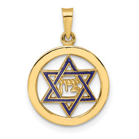 14k Polished and Enameled Solid Star of David Pendant-XR1965