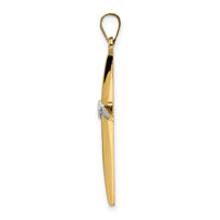 14k Two-tone Polished Solid Diamond Shape Center Cross Pendant-XR1966