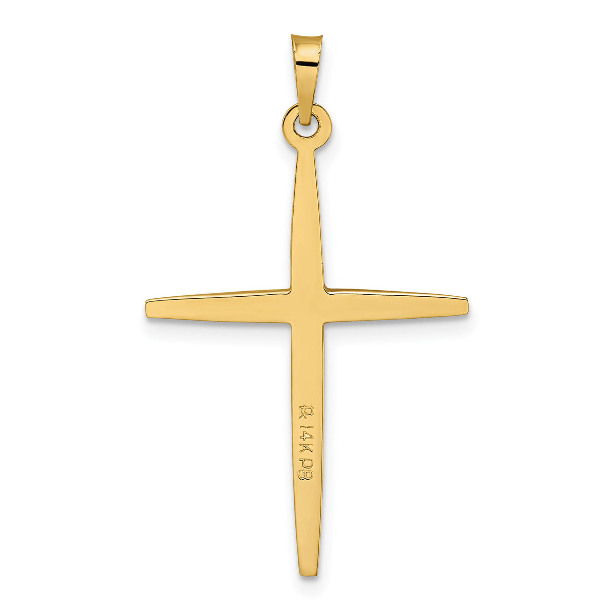 14k Two-tone Polished Solid Diamond Shape Center Cross Pendant-XR1966