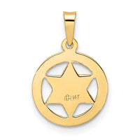 14k Polished and Textured Solid Star of David in Frame Pendant-XR1967