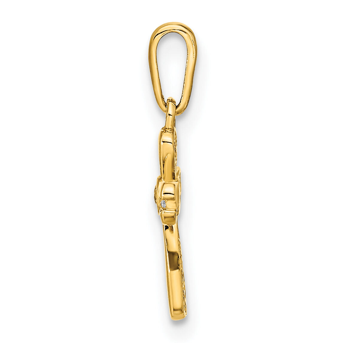 14K Polished CZ Cross Pendant-XR1968