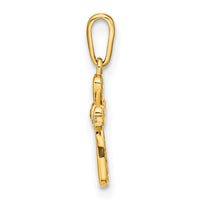 14K Polished CZ Cross Pendant-XR1968