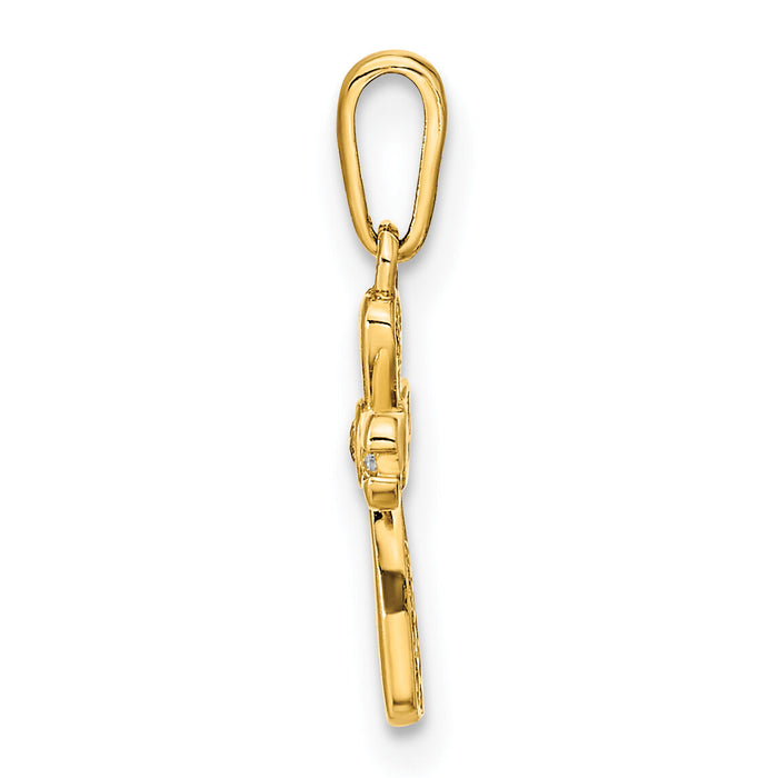 14K Polished CZ Cross Pendant-XR1968