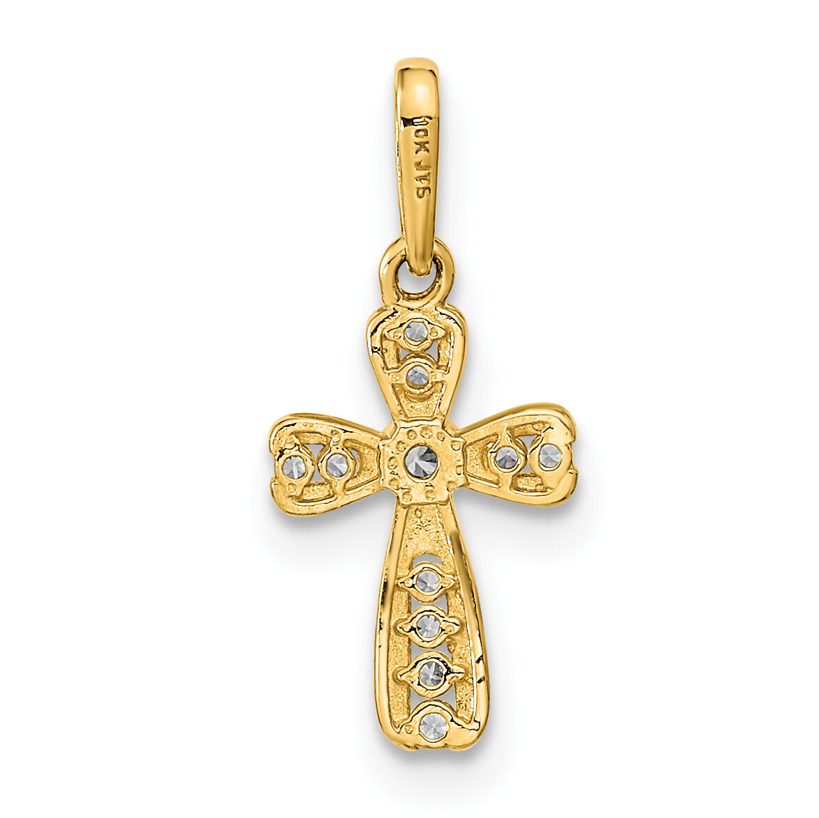 14K Polished CZ Cross Pendant-XR1968