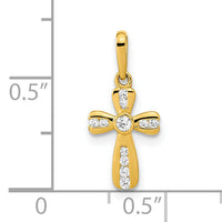 14K Polished CZ Cross Pendant-XR1968