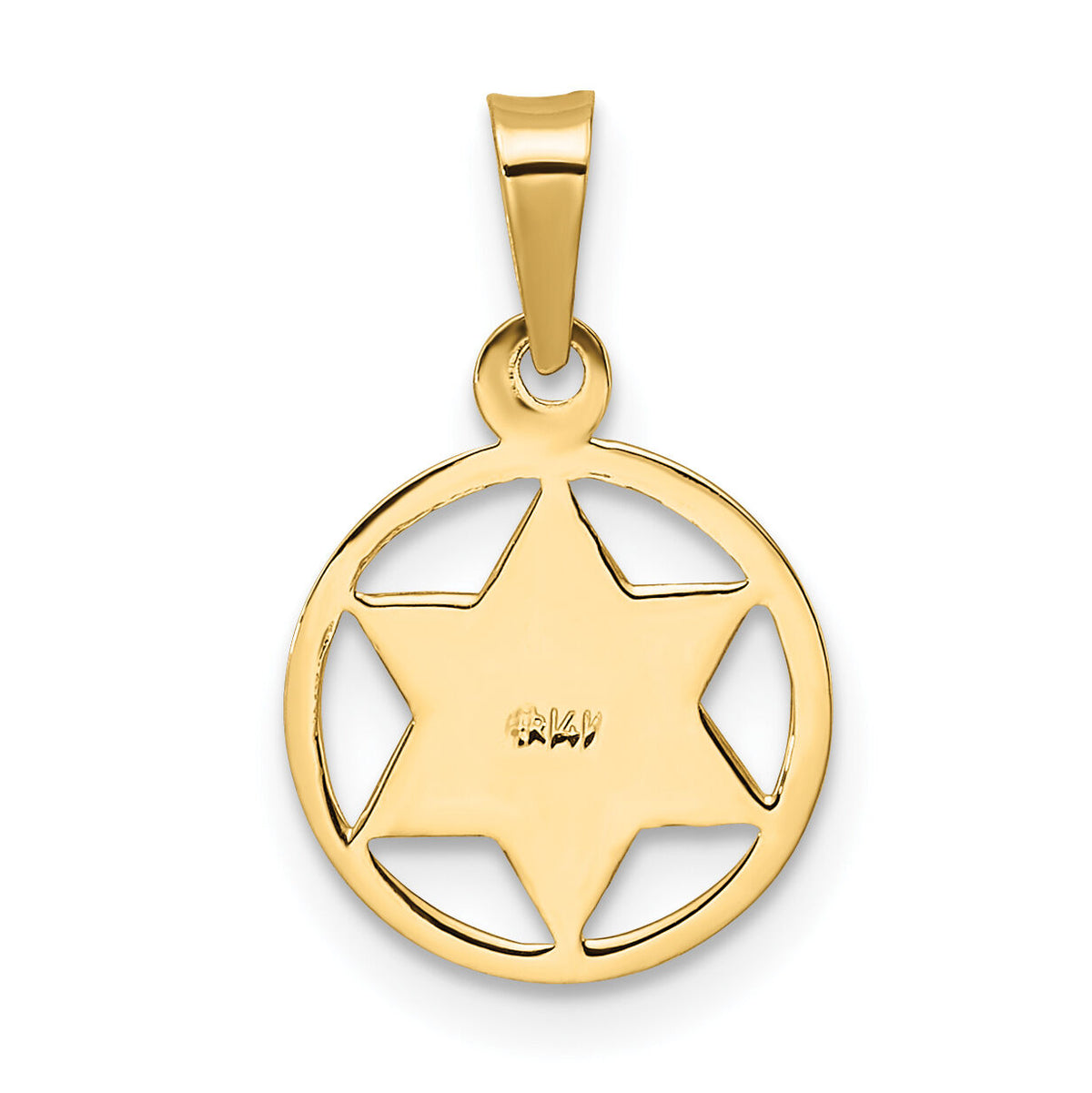 14k Polished Solid Enameled Star of David in Frame Pendant-XR1969