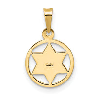 14k Polished Solid Enameled Star of David in Frame Pendant-XR1969
