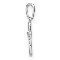 14K White Gold CZ Cross Pendant-XR1970