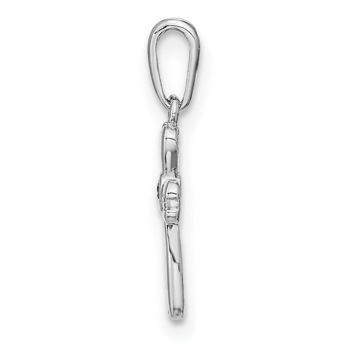 14K White Gold CZ Cross Pendant-XR1970
