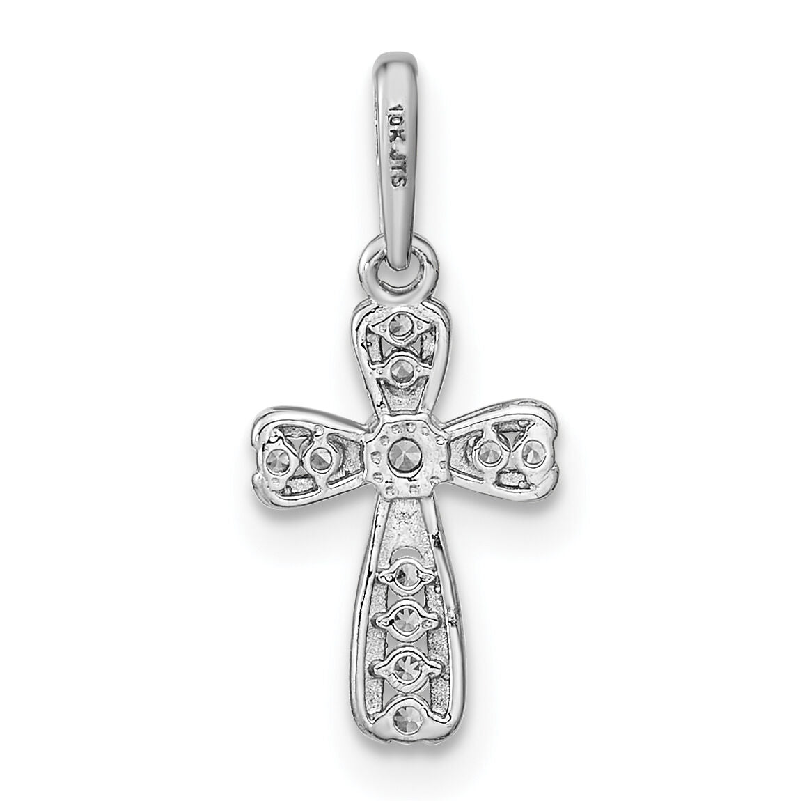 14K White Gold CZ Cross Pendant-XR1970