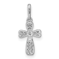 14K White Gold CZ Cross Pendant-XR1970