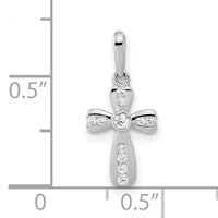 14K White Gold CZ Cross Pendant-XR1970
