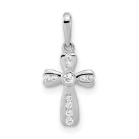 14K White Gold CZ Cross Pendant-XR1970