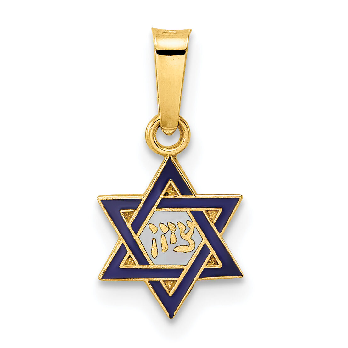 14k Polished and Enameled Solid Star of David Pendant-XR1971