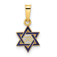 14k Polished and Enameled Solid Star of David Pendant-XR1971