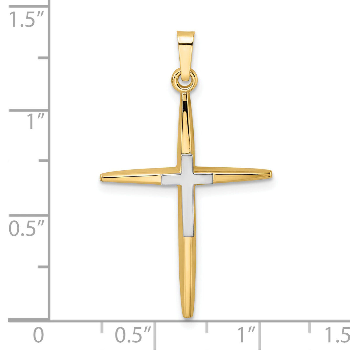 14k Two-tone Polished Solid Double Cross Pendant-XR1972