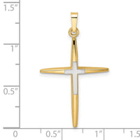 14k Two-tone Polished Solid Double Cross Pendant-XR1972