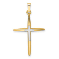 14k Two-tone Polished Solid Double Cross Pendant-XR1972