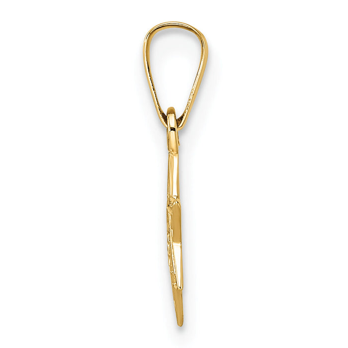 14k Polished & Textured Solid Star of David Pendant-XR1973