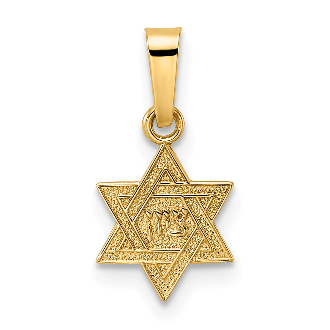 14k Polished & Textured Solid Star of David Pendant-XR1973
