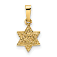 14k Polished & Textured Solid Star of David Pendant-XR1973