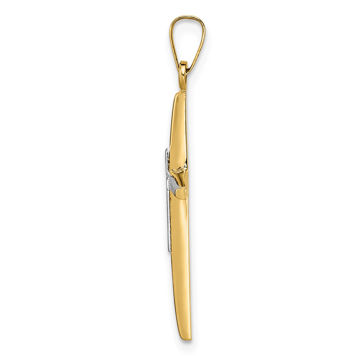 14k Two-tone Polished Solid Double Cross Pendant-XR1974