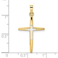 14k Two-tone Polished Solid Double Cross Pendant-XR1974
