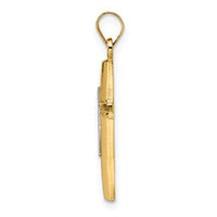14k Two-tone Polished Solid Double Cross Pendant-XR1976