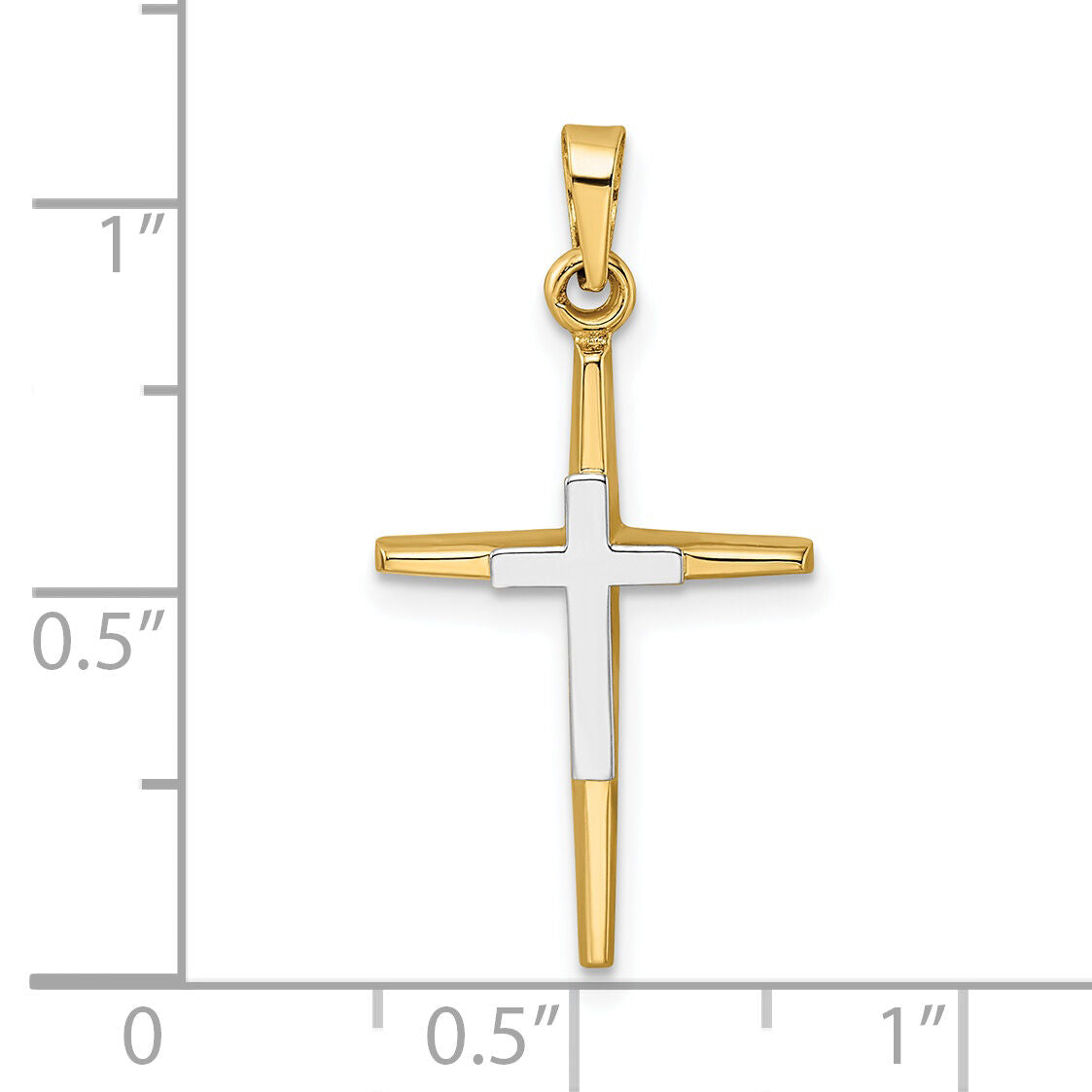 14k Two-tone Polished Solid Double Cross Pendant-XR1976