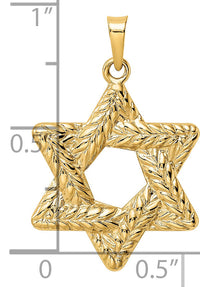 14k Polished and Textured Solid Star of David Pendant-XR1977