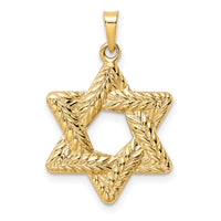 14k Polished and Textured Solid Star of David Pendant-XR1977