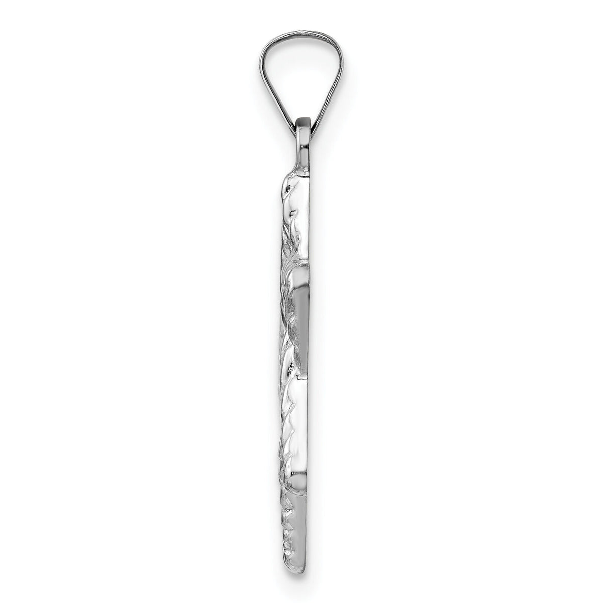 14k White Gold Polished and Textured Solid Star of David Pendant-XR1979