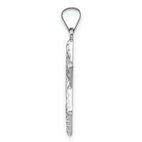 14k White Gold Polished and Textured Solid Star of David Pendant-XR1979