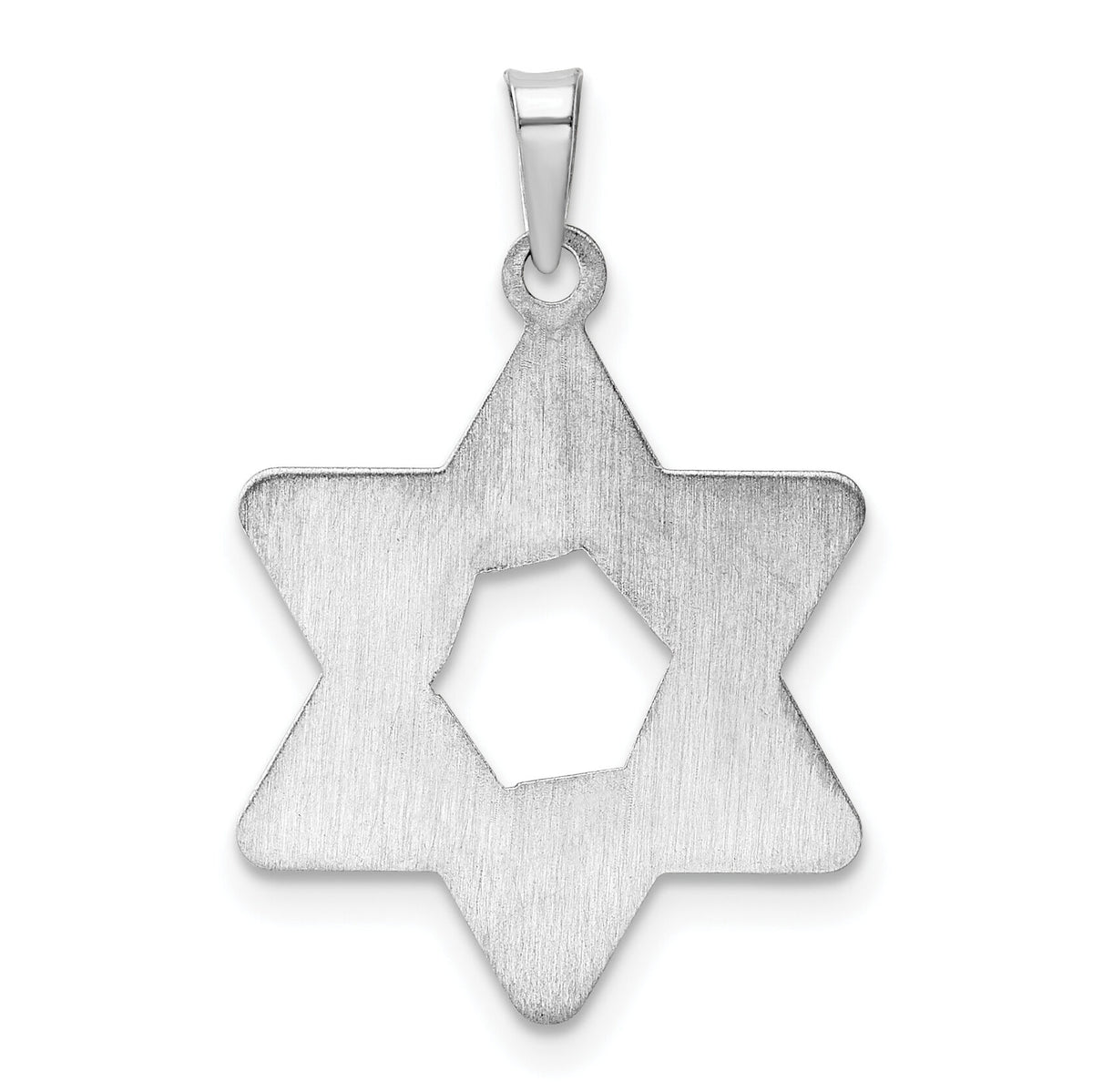 14k White Gold Polished and Textured Solid Star of David Pendant-XR1979