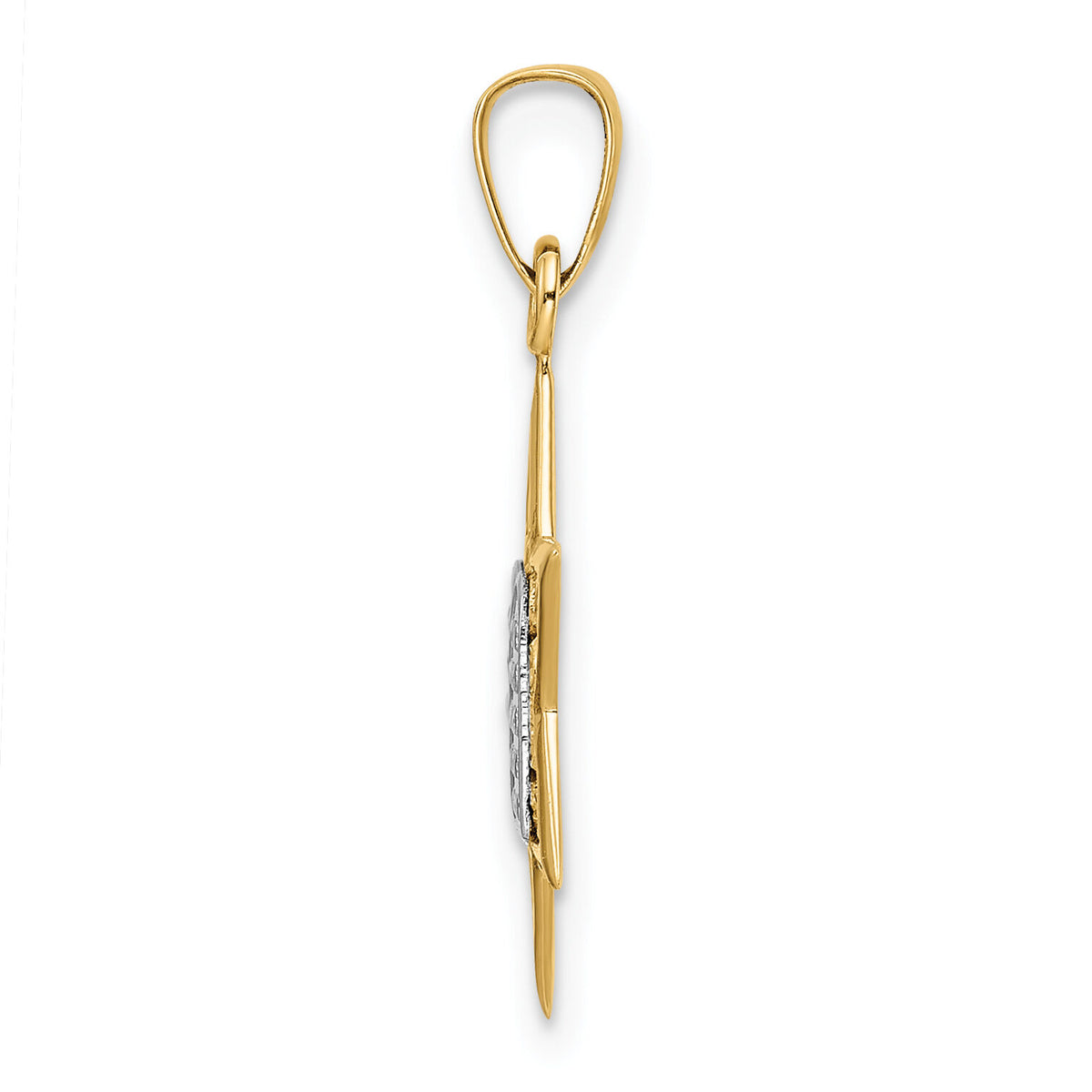 14k Two-tone Polished Solid Star and Torah Pendant-XR1981