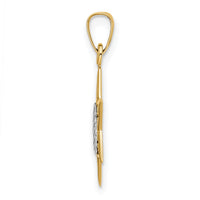 14k Two-tone Polished Solid Star and Torah Pendant-XR1981