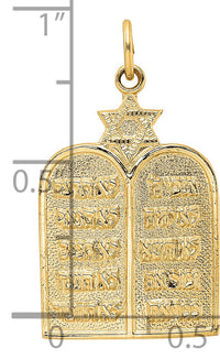 14k Polished Solid Ten Commandments and Star Pendant-XR1983