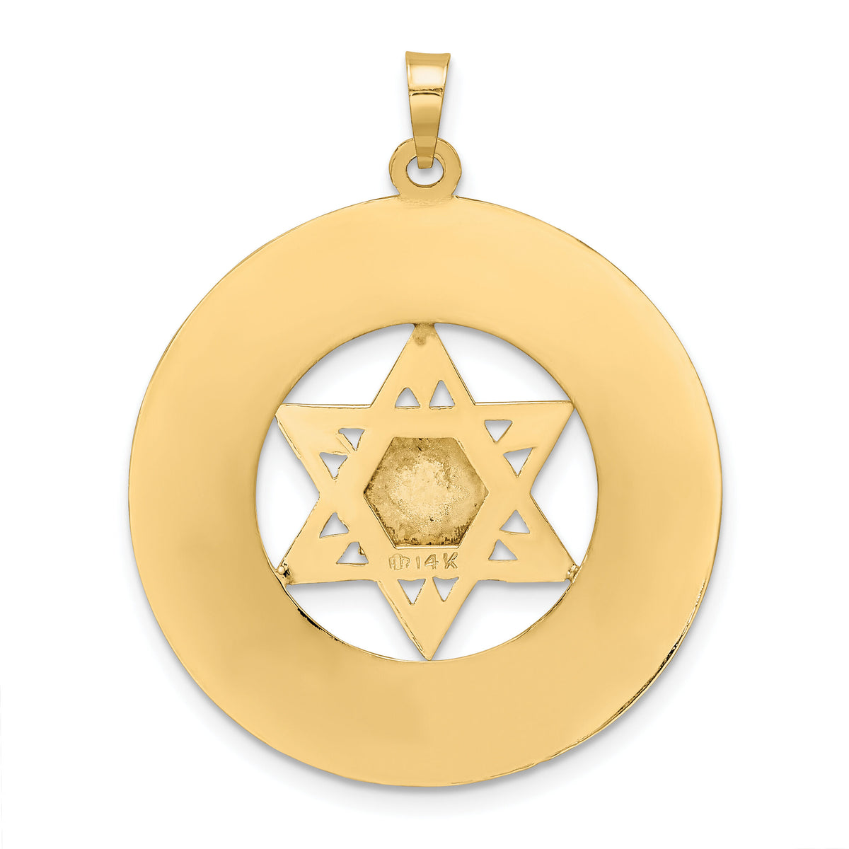 14k Two-tone Solid Star and Torah Inside Frame Pendant-XR1985