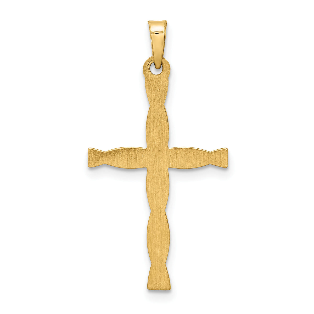 14k Polished Hollow Twisted Cross Pendant-XR1986