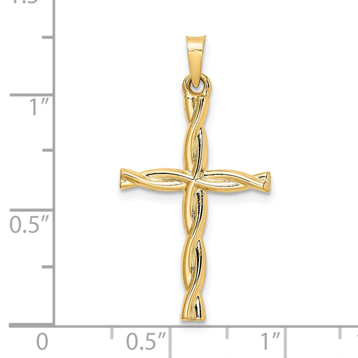 14k Polished Hollow Twisted Cross Pendant-XR1986