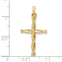 14k Polished Hollow Twisted Cross Pendant-XR1986