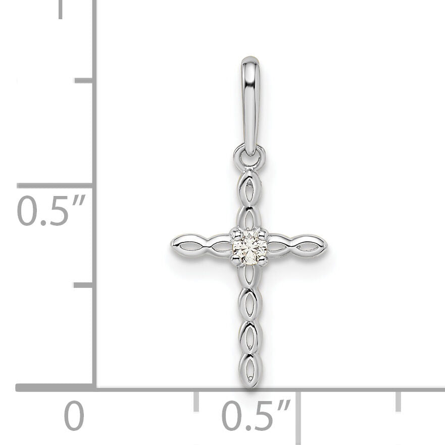 14k White Gold CZ Cross Pendant-XR1990