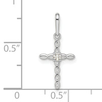 14k White Gold CZ Cross Pendant-XR1990