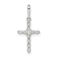 14k White Gold CZ Cross Pendant-XR1990