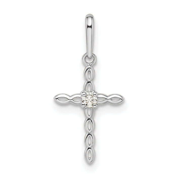 14k White Gold CZ Cross Pendant-XR1990
