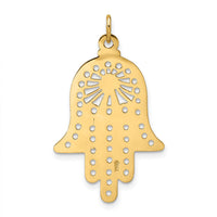 14k Polished Solid Filigree Hamsa Pendant-XR1993