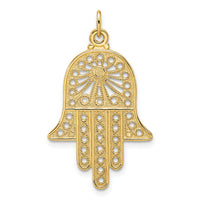 14k Polished Solid Filigree Hamsa Pendant-XR1993