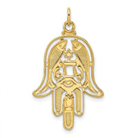 14k Polished & Textured Solid Hamsa Pendant-XR1995
