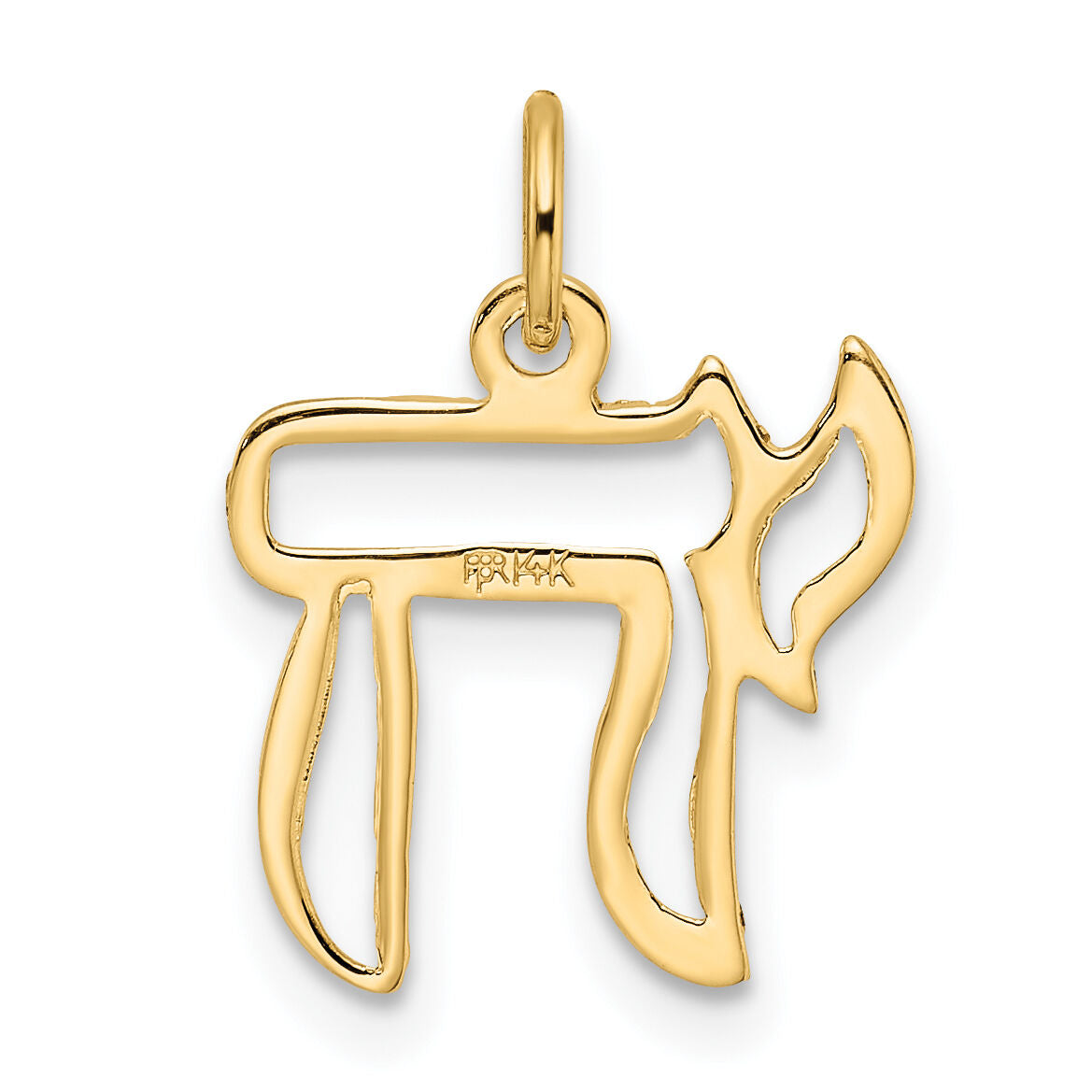 14k Polished Solid Chai Symbol Outline Pendant-XR1997